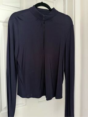 Reformation Long Sleeve Mock Neck Top - Navy